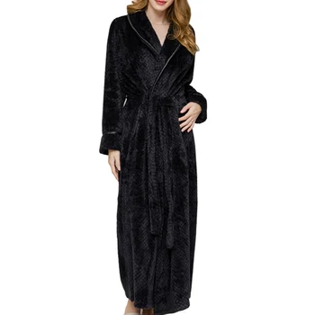 Moterys, Storas, Minkštas Šiltas Chalatas Ilgas Pliušinis Chalatas Kimono Sleepwear