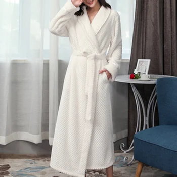 Moterys, Storas, Minkštas Šiltas Chalatas Ilgas Pliušinis Chalatas Kimono Sleepwear