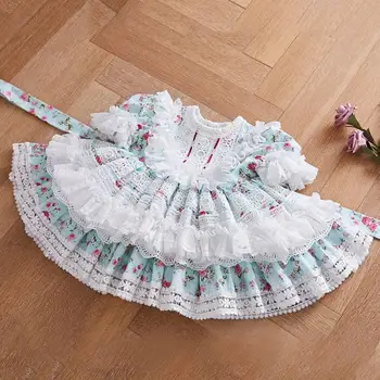 Suknelė+šortai 2VNT ispanijos Lolita Merginos princesė suknelė Nėrinių Spausdinti Tutu suknelė mergina gimtadienio Velykų Suknelė vestidos Y2994