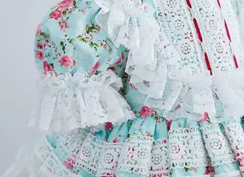 Suknelė+šortai 2VNT ispanijos Lolita Merginos princesė suknelė Nėrinių Spausdinti Tutu suknelė mergina gimtadienio Velykų Suknelė vestidos Y2994