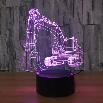 3D Ekskavatorių Naktį Šviesos Iliuzija 7 Spalvų LED touch Stalo Lempa USB Naujovė Luces Automobilio Formos Lovos naktinė lempa Lempos berniukas dovana
