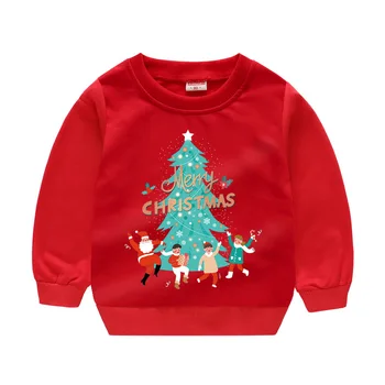 Vaikų medvilnės palaidinukė raudona Kalėdų megztiniai mergaitėms, berniukams viršūnės vaikai palaidinukė bamblys Kalėdų Senelio drabužius 1-7 Metų