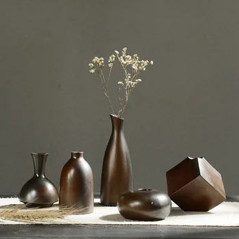 Geriausia pardavimo kūrybinės keramikos vaza, rankų retro mediena kūrenamų Mini keramikos vazos, dekoratyvinės namų reikmenys