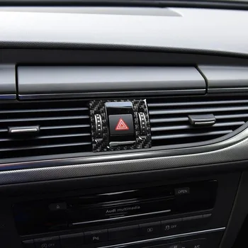 Mutips Audi A6 A7 Automobilių Reikmenys Anglies Pluošto Įspėjamoji Lemputė Pavojaus Perjungti Padengti Pagalbos Flasher Mygtukas Rėmo Apdaila Lipdukas