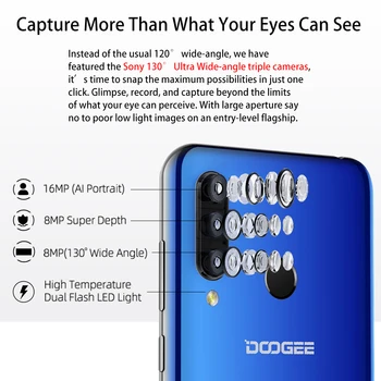 DOOGEE N20 Mobilephone 64GB 4GB MT6763 Octa Core pirštų Atspaudų 6.3 colių FHD Ekranas 16MP Triple galinė vaizdo Kamera 4350mAh LTE mobilusis telefonas