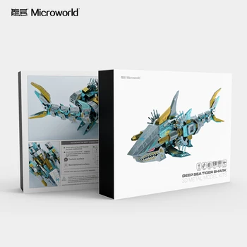Microworld 3D Metalo Įspūdį Giliavandenių Ryklių Modelis 