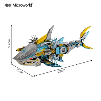 Microworld 3D Metalo Įspūdį Giliavandenių Ryklių Modelis 