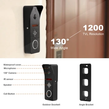 Laidinio Vaizdo Domofonas Namuose 7 colių Monitorius 130° Plataus Kampo Doorbell Paramos Motion Detect Filmuoti Naktį Matymo Laikrodžio Režimas