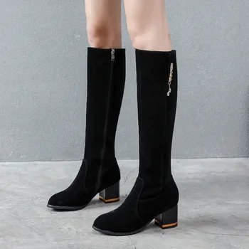 MORAZORA 2020 Didelis dydis 33-48 moterų batai, mada, suapvalinti tne aukštakulniai moteriški bateliai žiemos juoda spalva kelio ilgi batai