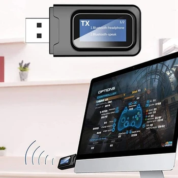 HFES Bluetooth 5.0 o Imtuvas Siųstuvas LCD Ekranas 3.5 mm AUX-Jack Stereo USB Bevielis Adapteris, Automobilių PC TV Ausines