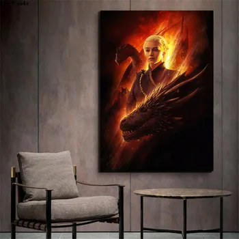 Daenerys Targaryen Drobės Tapyti Aliejumi Spausdinti Plakato Sienos Meno Berniukas, Vaikų, Miegamojo Nuotrauką Kambarį Namų Dekoro