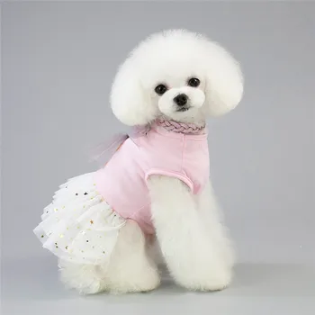 Gimtadienis Suknelė šuo pet tutu triušis medvilnės Suknelė rožinės spalvos mažų šunų nėrinių prabanga princesė Suknelė