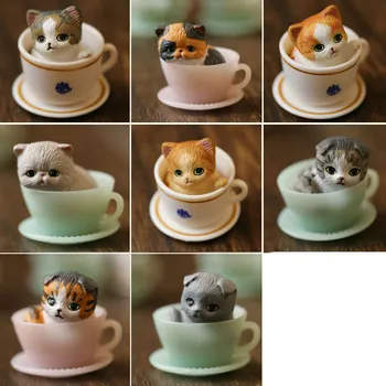 8pcs/daug Japonija Korėja originalus Arbatos puodelio šuo/katė/gyvūnų nustatyti paveikslas modelis, kryžiaus kawaii anime mielas žaislas, vaikas Namų/Biuro Apdailos