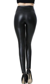 Aukštos Kokybės žieminės odinės kelnės Moterų Plius Dydis Žiemos Odinės Kelnės Aukštu Juosmeniu PU Kelnės Moterims Storio Stretch-Pantalon Femme