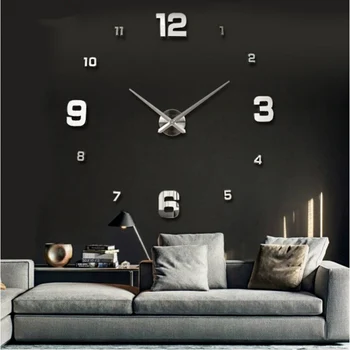 3D Sieninis Laikrodis Akrilo PASIDARYK pats Veidrodis, Sienų Lipdukai Dideli Laikrodis Žiūrėti Modernaus Dizaino Namų Dekoro Kvarciniai Laikrodžiai Adata Psv Eindhoven