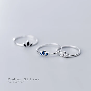 Modian Minimalistinio 3 Skirtingų Spalvų Kristalų Lapai, Žiedai, Moterų Autentiški 925 Sterlingas Sidabro Žiedas Fine Jewelry Mergina Dovana
