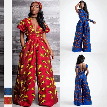 2020 Naujienos Afrikos Drabužius Ponios Jumpsuit Plunksnų Pločio Kojų Kelnės Mados Kelnės Afrikos Suknelės Moterims Skraiste Tvarstis Dėvėti