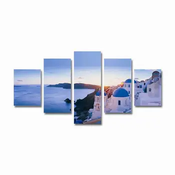 5 vnt Modulinės Gražus sea view Santorini, Graikija Egėjo Jūros Drobė Spausdinti Plakato Nuotraukos Sienos menas drobė Paveikslų Dekoras