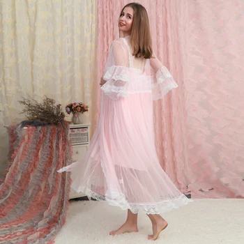 Nėriniai Skraiste Nustatyti Sleepwear Vasarą Moterys Romantiška Skraiste Pižamą Lady