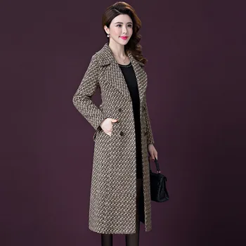 Aukštos kokybės Mados Vilnoniai Paltai Moterims Rudens Žiemos Vidutinio ilgio korėjos stiliaus Atsitiktinis Moterų Vilnonių Kailio Viršutiniai drabužiai JK286