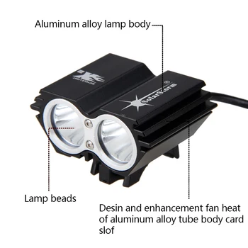 SolarStorm 1600 Liumenų 2x XML T6 LED priekiniai Dviračių Šviesos Nuoma, Šviesos, Žibintų Lempos su Įkraunama 18650 Baterija+Kroviklis