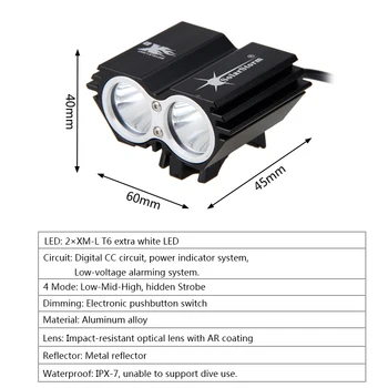 SolarStorm 1600 Liumenų 2x XML T6 LED priekiniai Dviračių Šviesos Nuoma, Šviesos, Žibintų Lempos su Įkraunama 18650 Baterija+Kroviklis