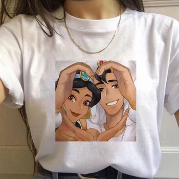 Disney Princesė Serijos Vyrų, Moterų, T-shirt Šiuolaikinių Animacinių filmų Trumpas Rankovės Princesė Jasmine Ir 