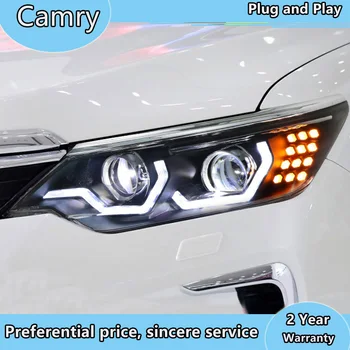 Automobilio Stilius Toyota-2018 Camry priekinis žibintas camry LED Žibintai LED DRL h7/d2h hid žibintai Priedai