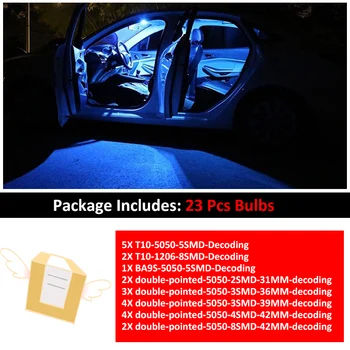 23pcs Automobilių Balta Interjero LED Lemputės Paketą Rinkinys BMW E90 E60 F10 F30 Žemėlapis Dome Licencijos Lempos Automobilių Plokštė Lengvųjų Automobilių Stilius