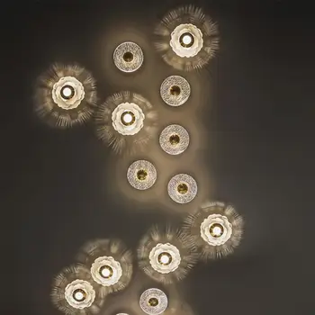 Raundas Akrilo Gėlių LED Siena dega Gyvenamasis Kambarys Naktiniai Laiptai Patalpų Sienos Sconce Aukso Metalo Meno Apdaila Sienos Lempos