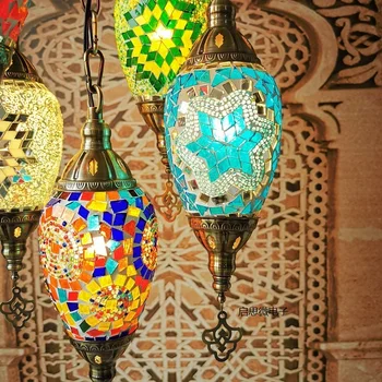 2020 Naujausias Viduržemio jūros regiono Stiliaus Maroko Lempos Rankų darbo Stiklo Atspalvį Mozaikos LED Sieniniai šviestuvai Koridoriuje Eilėje Koridoriaus viešbutis, kavinė