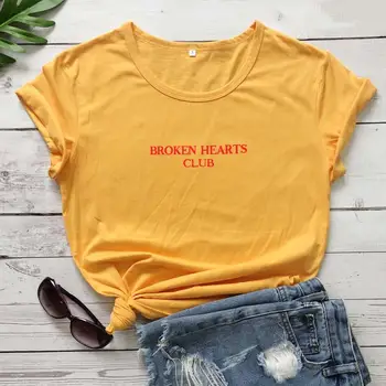 Broken Hearts Club Elegantiškos Mados Marškinėliai Harajuku Moterų trumpomis Rankovėmis Tumblr Grunge Tee Hipster Tumblr Moterų Marškinėliai topai O014