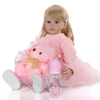 KEIUMI 24 Colių Reborn Lėles 60 cm Silikono vinilo rožinė Princesė Mergina Baby Doll Pardavimas Tautinės Lėlės Vaikas, Gimtadienio, Kalėdų Dovanos