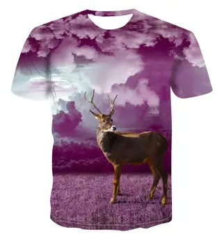 2020 naujas Vasaros vyriški trumpomis rankovėmis 3D T-shirt geometrinis spausdinti 3D T-shirt hip-hop mados laisvi marškinėliai briedis gyvūnų spausdinti s-6xl