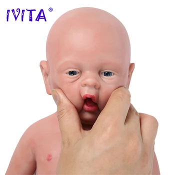 IVITA WG1502 46cm 3500g Silikono Kūno Reborn Baby Lėlės Gyvas Kūdikiams Mergaitė ir Berniukas Atvėrė Akis Imtis Žindukas Į Burną Vaikams, Žaislai