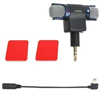 3.5 mm Stereo Mikrofonas GoPro Hero 3 3+ 4 su 10 Pin Mikrofono Kabelis Adapteris ST-189 ir dvipusės Juostos