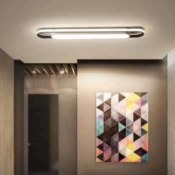 Modernus minimalistinis aukšto ryškumo LED lubų šviesos stačiakampio juoda/balta miegamojo kambarį eilėje lubų apšvietimas