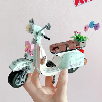 Kūrėjas Idėjų Motociklo Romantiška Vestuvių Automobilių Diktofonas Hot Dog Valgomasis Automobilių Ice Cream Van Statybos Blokų, Plytų Žaislas Kalėdų Dovana