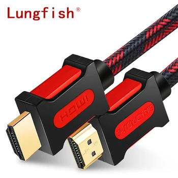Lungfish Ilgio HDMI Kabelis 3m 5m 10m, 15m 20m HDMI į HDMI 1080P 3D Splitter Perjungti TV Nešiojamas PS4/3 Projektoriaus Vaizdo Kabelis HDMI
