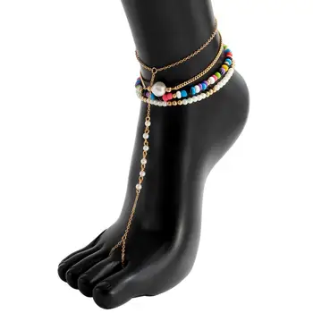 Bohemijos Sluoksniuotos Baroko Perlas Grandinės Kulkšnies Apyrankę Ant Kojos Pėdų Papuošalai Vandenyno Paplūdimys Boho Žavesio Anklets Moterims Priedai