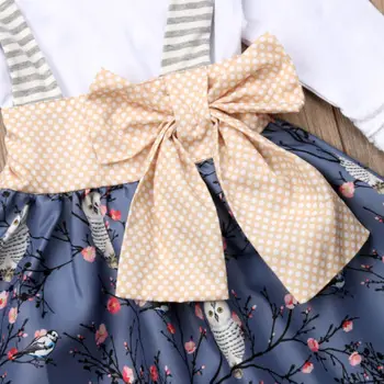 Citgeett Rudens Mados Naujagimiai, Vaikai Baby Girl Top marškinėliai Suspender Gėlių Animal Print Suknelė Apranga, Drabužiai
