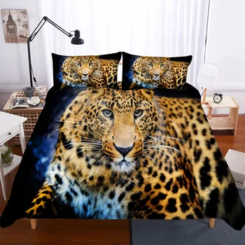 Yi chu xin 3D leopard Lova rinkiniai Juoda Antklode Padengti Leopardas Spausdinti Patalynės Komplektas Prabangių 3pcs Visą Karalienė King Size