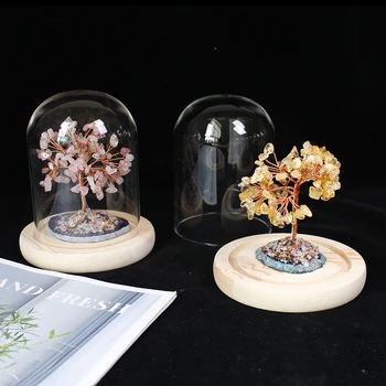 1PC Natūralių Kristalų medžio Kūrybos Ritosi Kristalas Brangakmenio Medžio Kristalas su agato Bazės Stiklo danga stalo apdailos