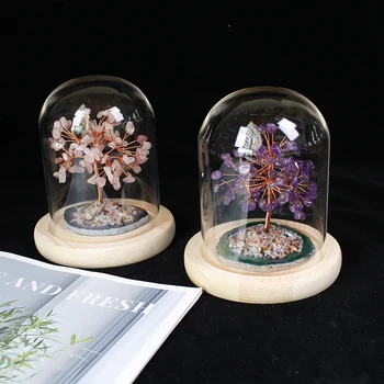 1PC Natūralių Kristalų medžio Kūrybos Ritosi Kristalas Brangakmenio Medžio Kristalas su agato Bazės Stiklo danga stalo apdailos