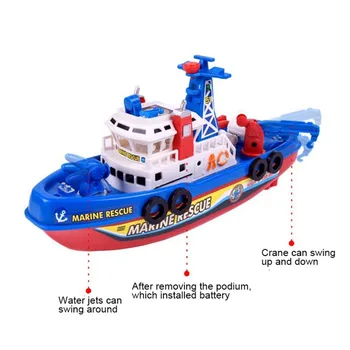 Jūrų Gelbėjimo Gaisro Valtis Žaislai, Elektriniai Vandens Purškimo Laivo Modelį su Mirksi Sirenos Garso Vaikams, Vaikams, Automatinė Purkštuvų