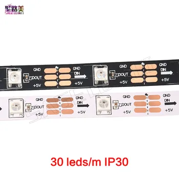 1M 5M DC 5V IP30/IP65/IP67 Nepriklausomai adresuojamo Juoda/Balta PCB 30/60/144leds/m pixel WS2811IC Smart led juostelės pikselių