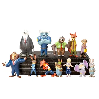 12Pcs/Set Disney Pixar Zootopia Animacinių filmų Modelis Žaislai Anime Pav Nick Fox, Judy Zootropolis Utopija Gyvūnų Lėlės Vaikas Kalėdų Dovana