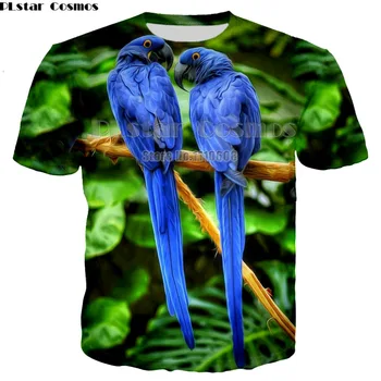 Vasarą Vyrai Papūga T-Shirt spalvinga gėlių, paukščių 3D Atspausdintas T-Marškinėliai Vyrams, Juokinga, trišakiai topai marškinėliai, dydis pluse