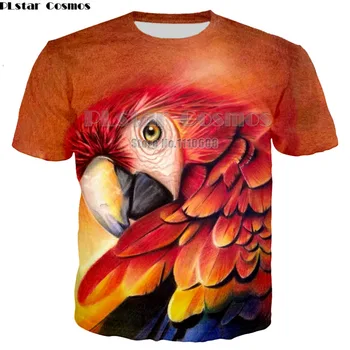 Vasarą Vyrai Papūga T-Shirt spalvinga gėlių, paukščių 3D Atspausdintas T-Marškinėliai Vyrams, Juokinga, trišakiai topai marškinėliai, dydis pluse
