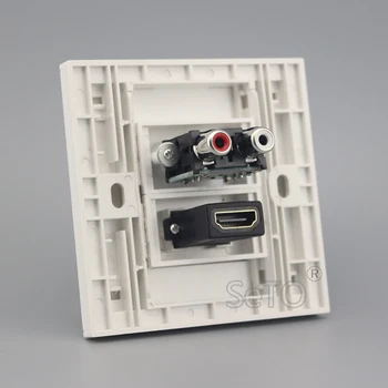 SeTo 86 Tipo Vienas Raudonas ir Baltas Audio Jungtis + Vieną HDMI Skydelis Sienų Plokštės Lizdas Keystone Faceplate